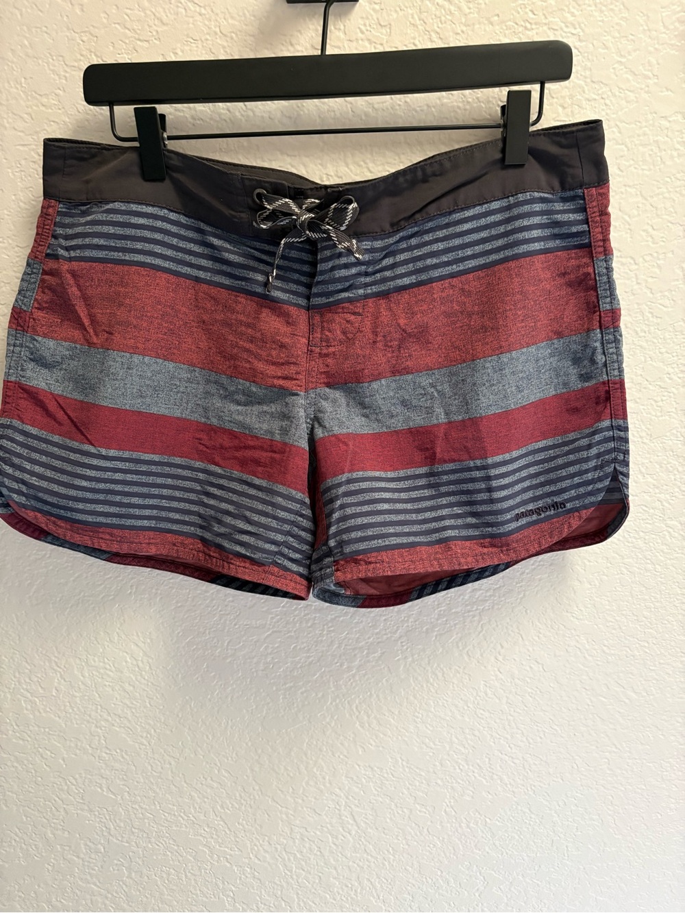 Patagonia Women's Red & Gray Striped Board Shorts
